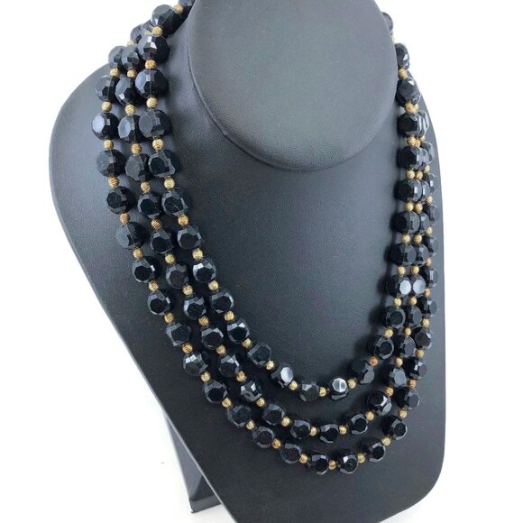 Vintage Triple Strand Plastic Bead Necklace Signed Western Germany - Picture 3 of 9